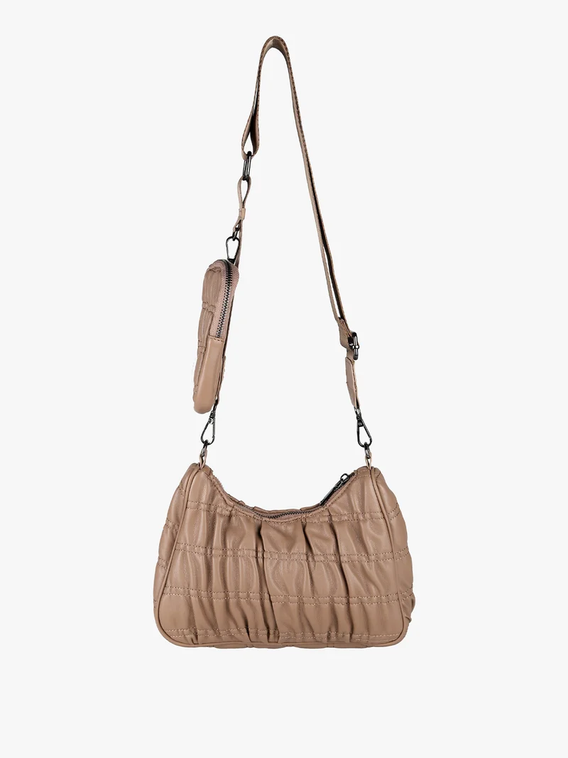 Borsa donna a tracolla con portamonete - cammello