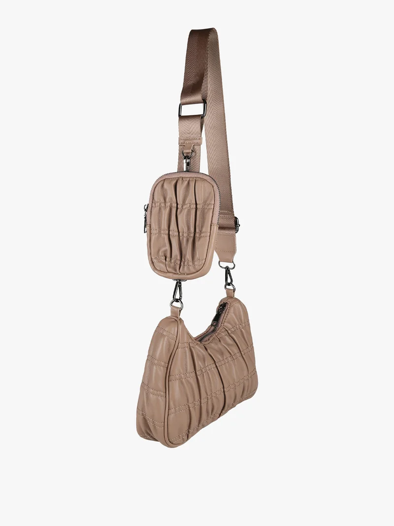 Borsa donna a tracolla con portamonete - cammello