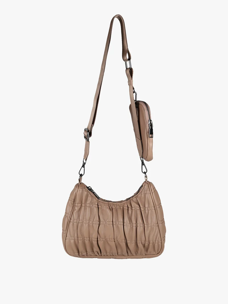 Borsa donna a tracolla con portamonete - cammello