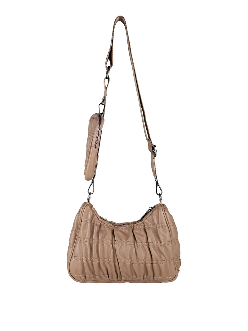Borsa donna a tracolla con portamonete - cammello