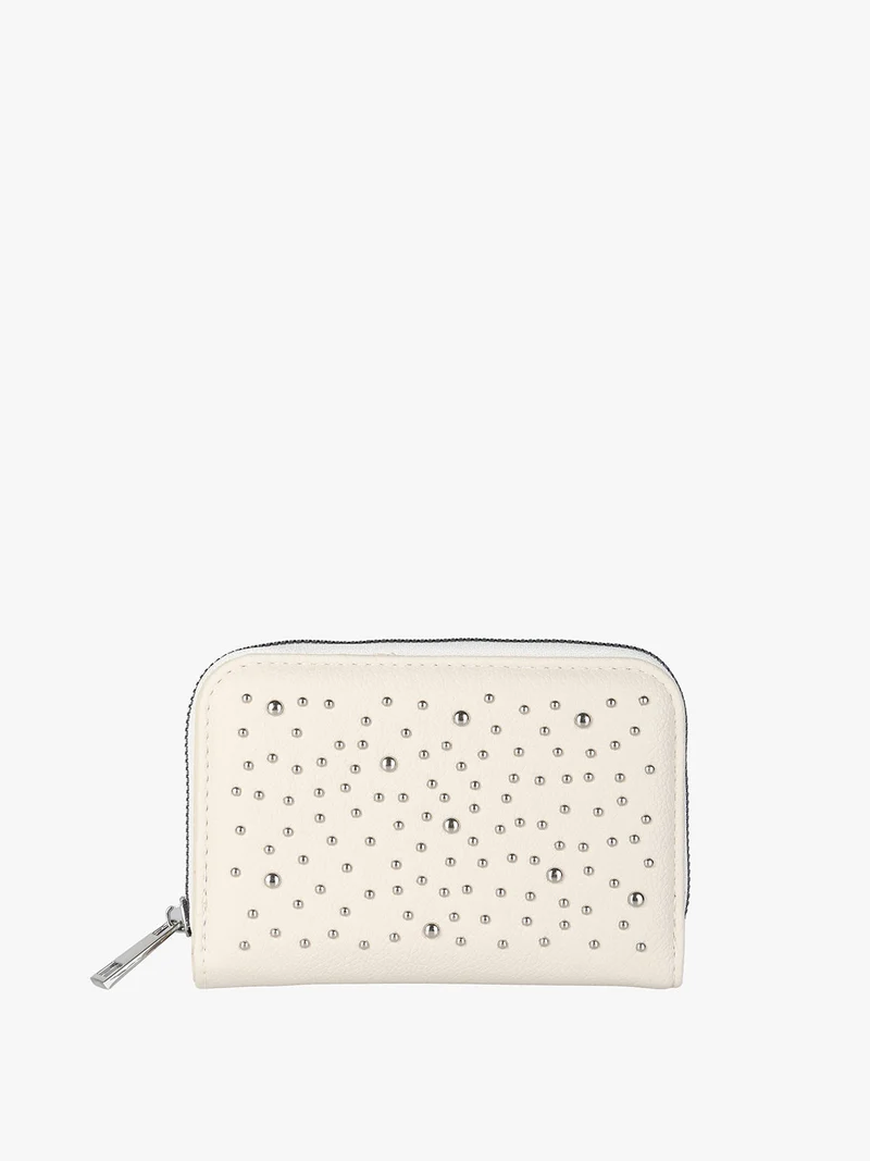Portafoglio donna con borchie - beige