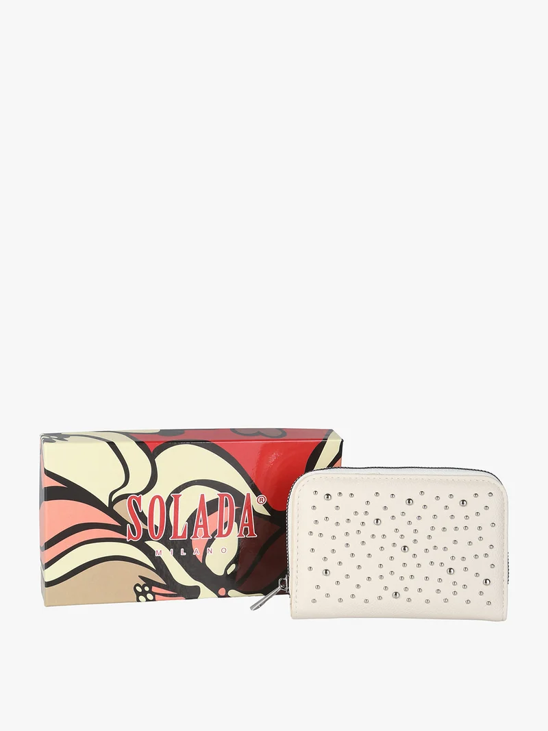 Portafoglio donna con borchie - beige