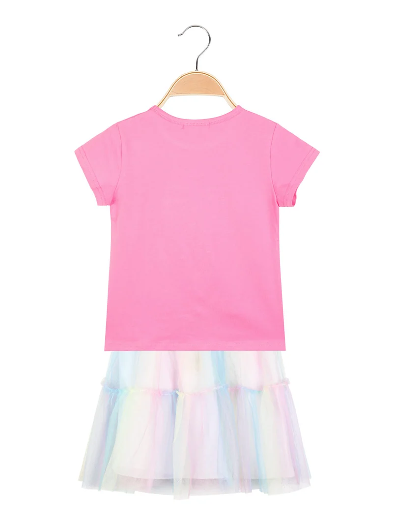Completo da bambina 2 pezzi con gonna in tulle - rosa