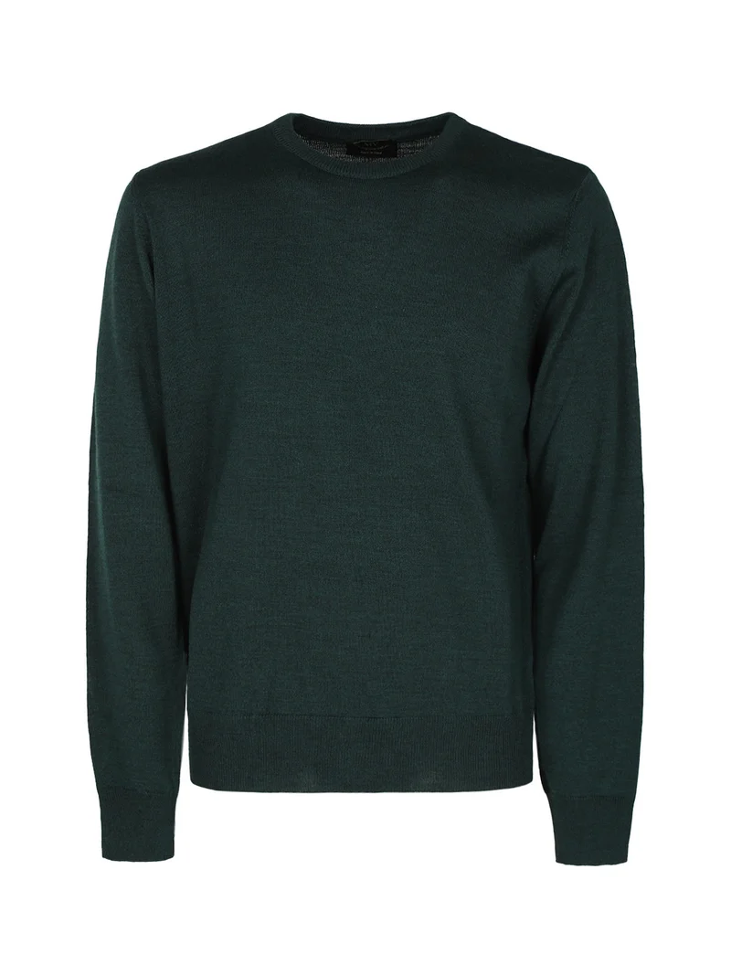 Pullover da uomo misto lana girocollo - verde scuro