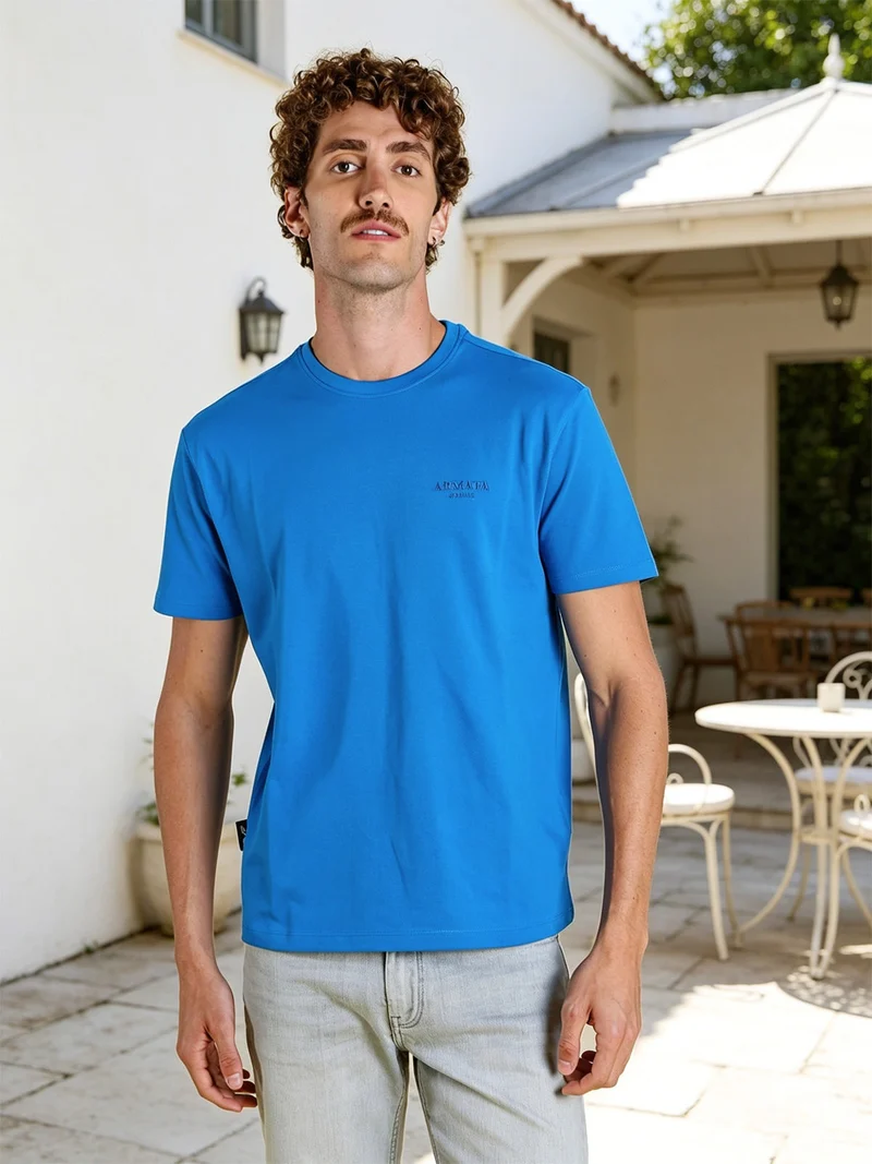 T-shirt da uomo in cotone - blu