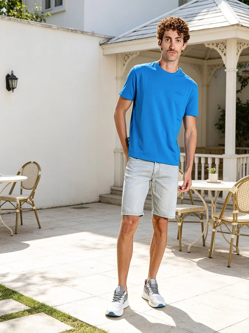 T-shirt da uomo in cotone - blu