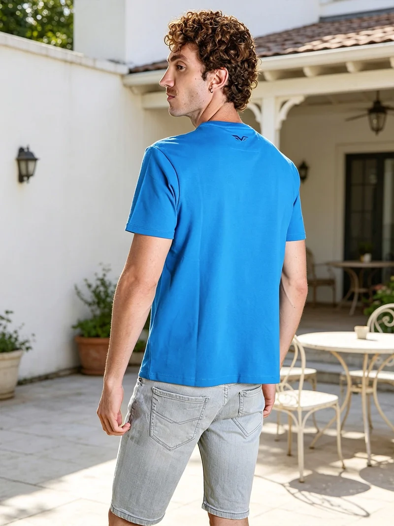 T-shirt da uomo in cotone - blu