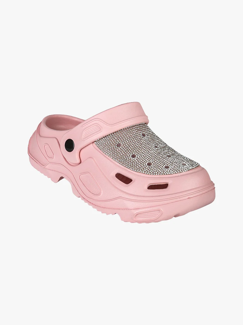 Ciabatte donna in gomma con strass - rosa