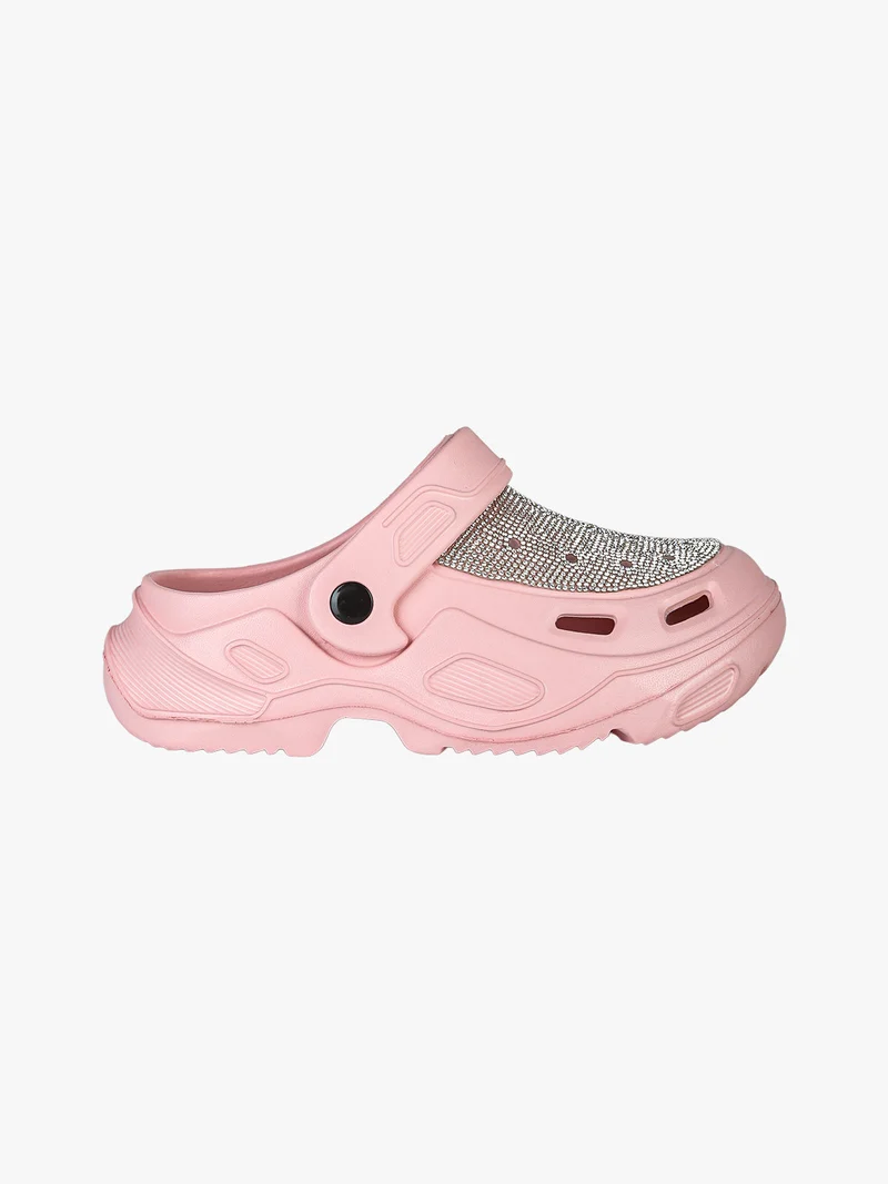 Ciabatte donna in gomma con strass - rosa