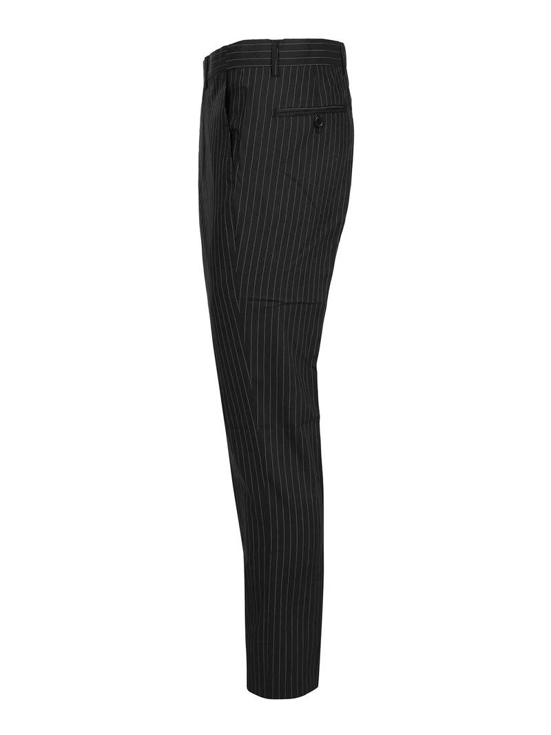 Pantaloni eleganti uomo gessati - nero