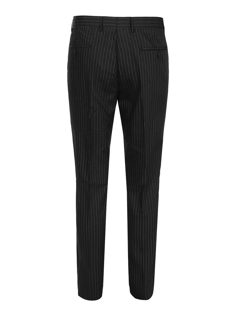 Pantaloni eleganti uomo gessati - nero