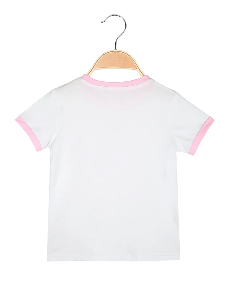 T-shirt da ragazza con cuore di strass sullo scollo - rosa
