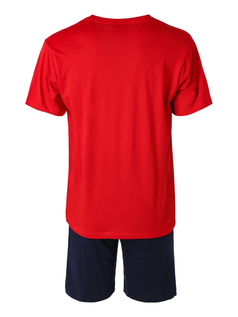 Completo corto da uomo in cotone - rosso