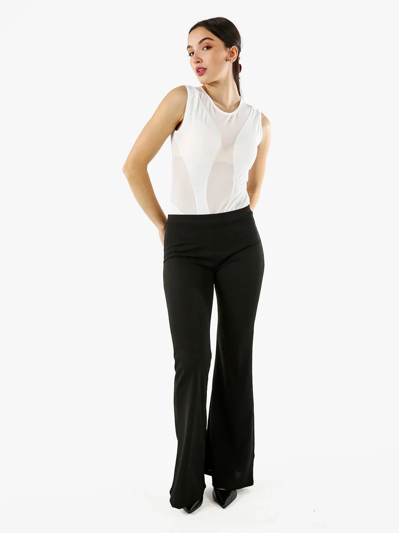 Top body smanicato da donna con inserti a rete - bianco