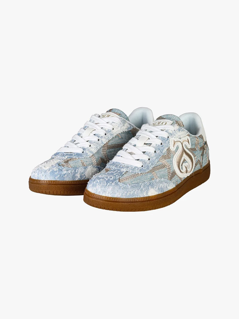 Sneakers donna stringate in tessuto jeans