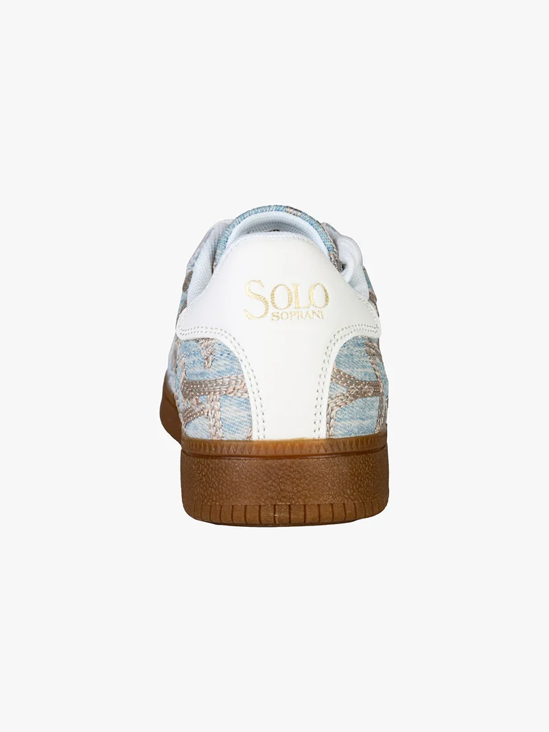 Sneakers donna stringate in tessuto jeans