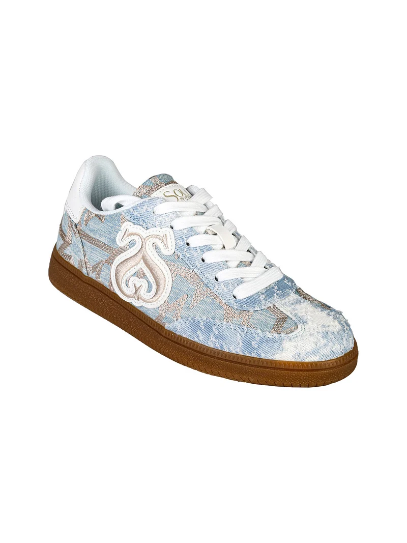 Sneakers donna stringate in tessuto jeans