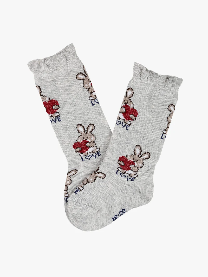 Calze lunghe da bambina in caldo cotone - grigio
