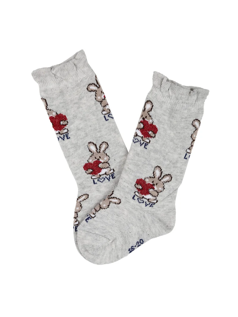 Calze lunghe da bambina in caldo cotone - grigio