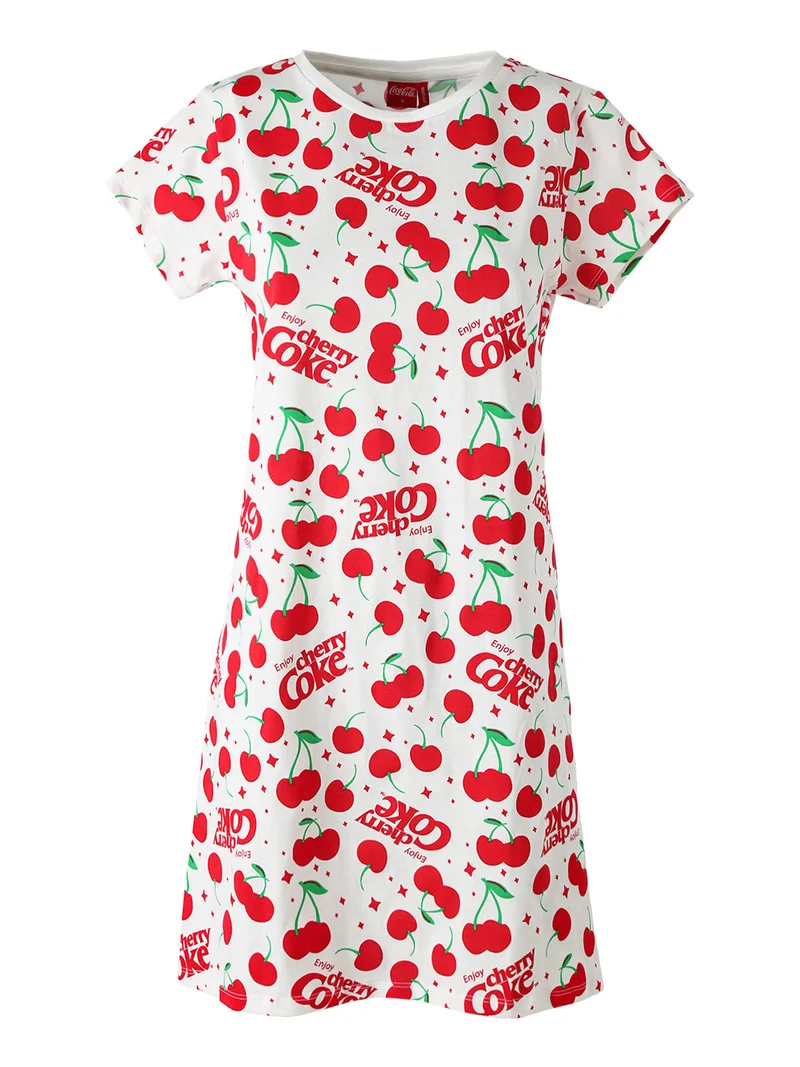 Vestitino da donna in cotone a maniche corte con stampe - panna