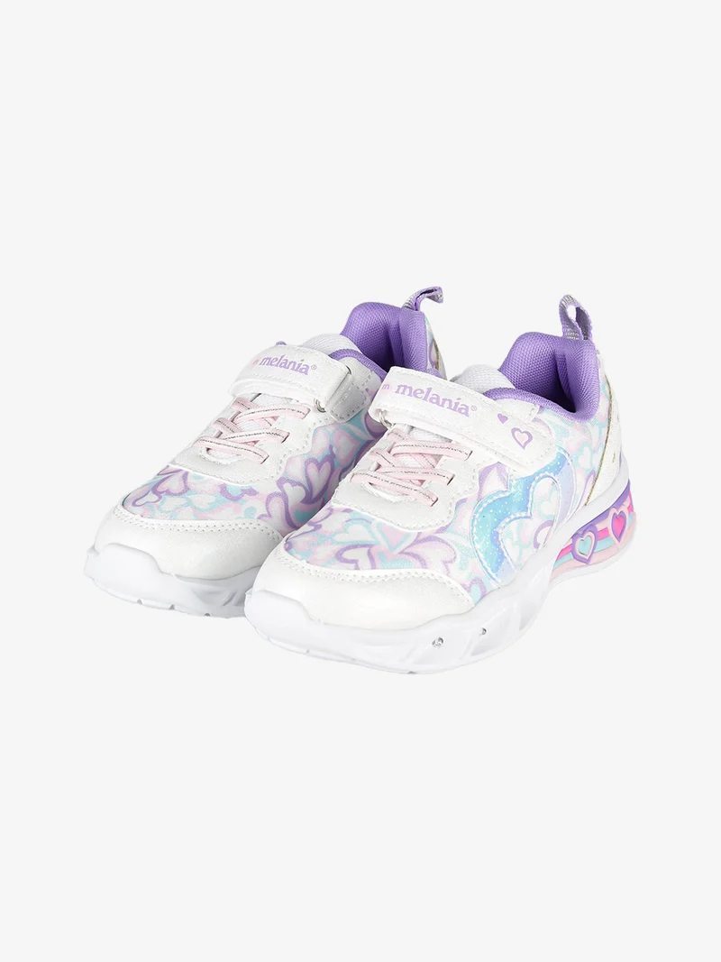 Sneakers da ragazza con luci e cinturino a strappo - lilla