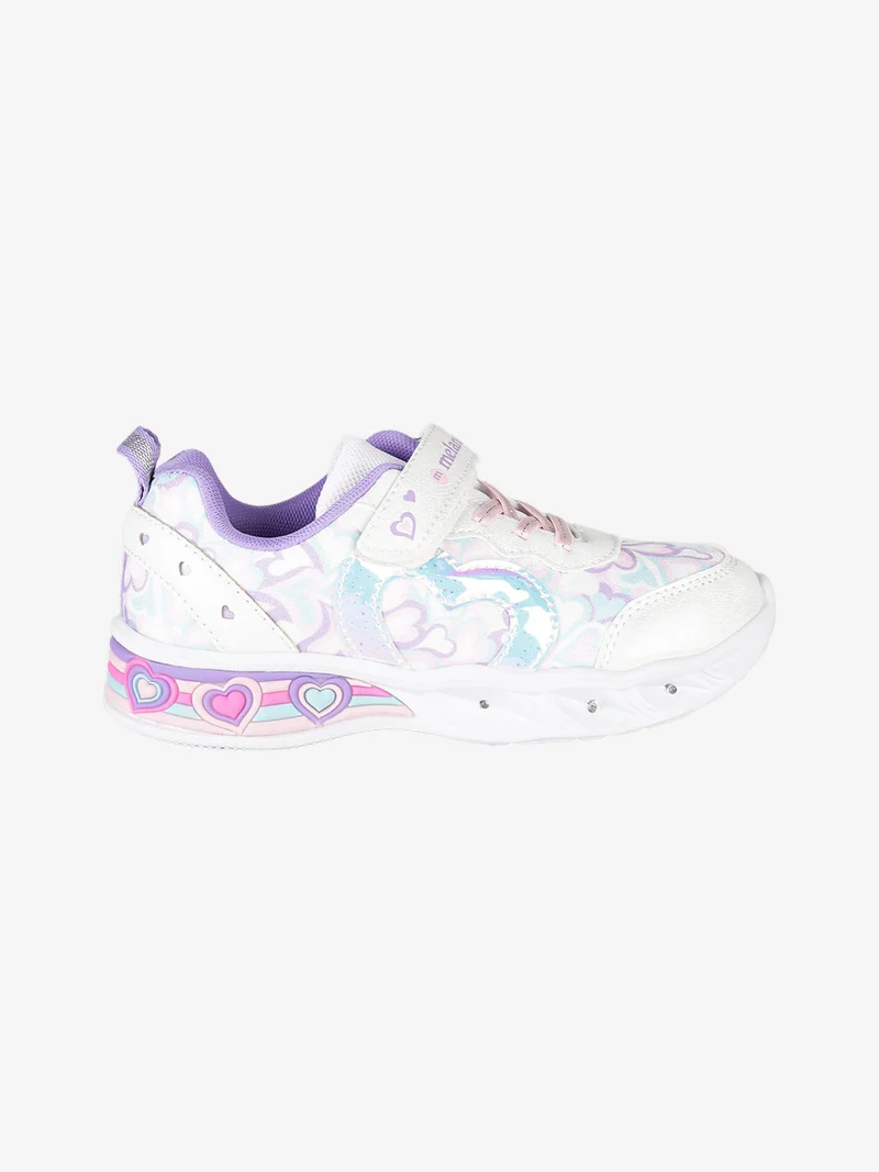 Sneakers da ragazza con luci e cinturino a strappo - lilla