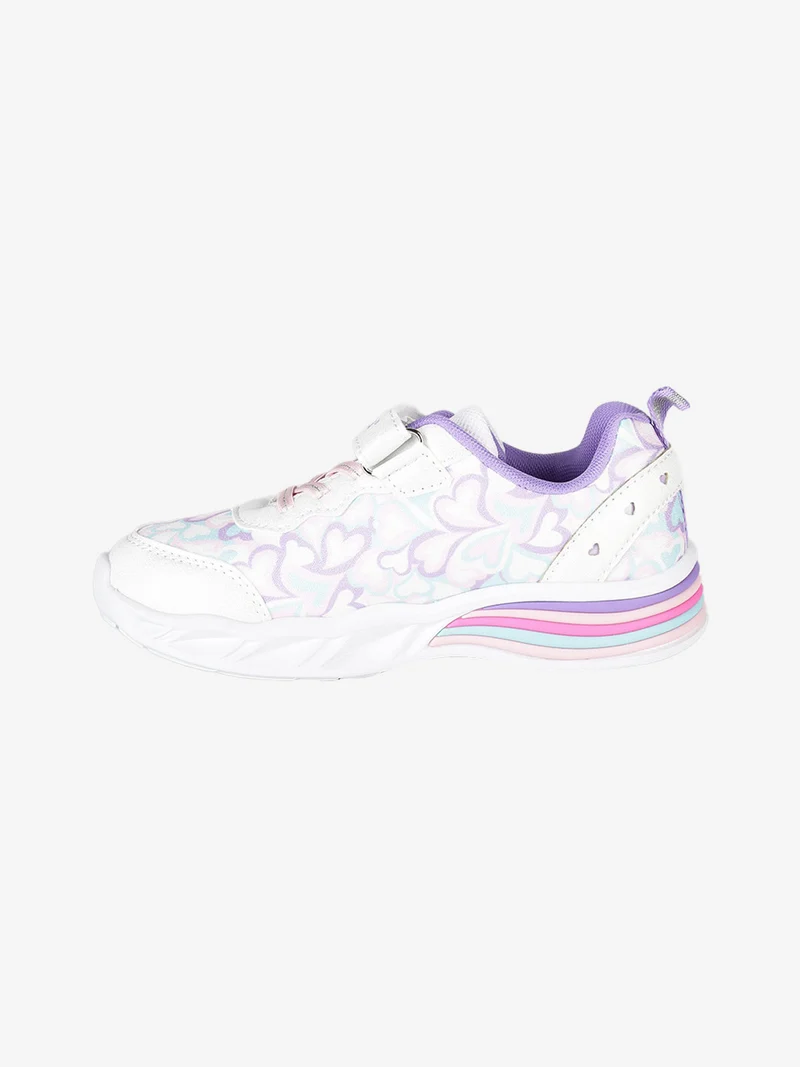 Sneakers da ragazza con luci e cinturino a strappo - lilla