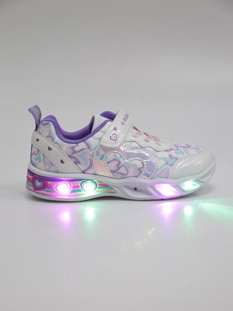 Sneakers da ragazza con luci e cinturino a strappo - lilla