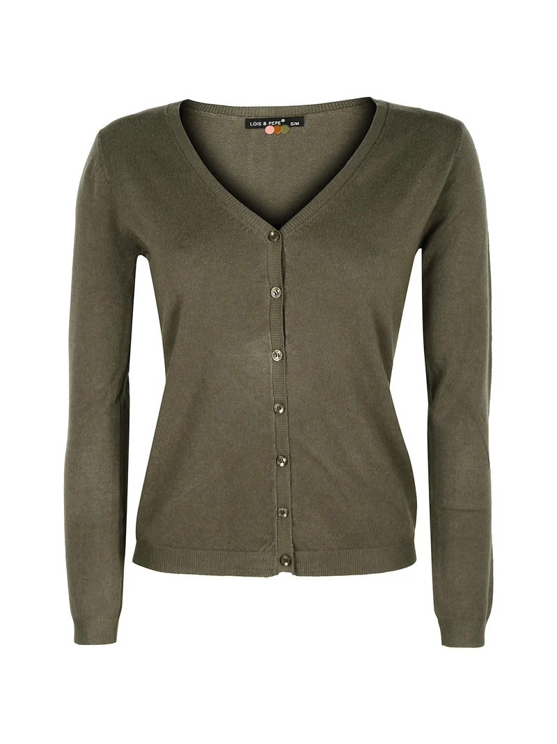 Cardigan da donna con bottoni - oliva