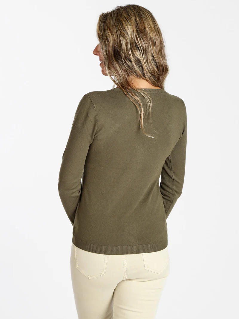 Cardigan da donna con bottoni - oliva
