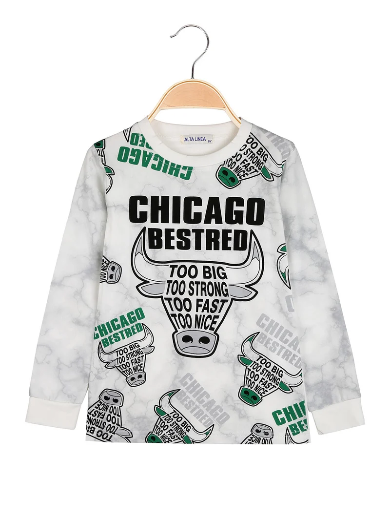 T-shirt da bambino a maniche lunghe con stampa - bianco