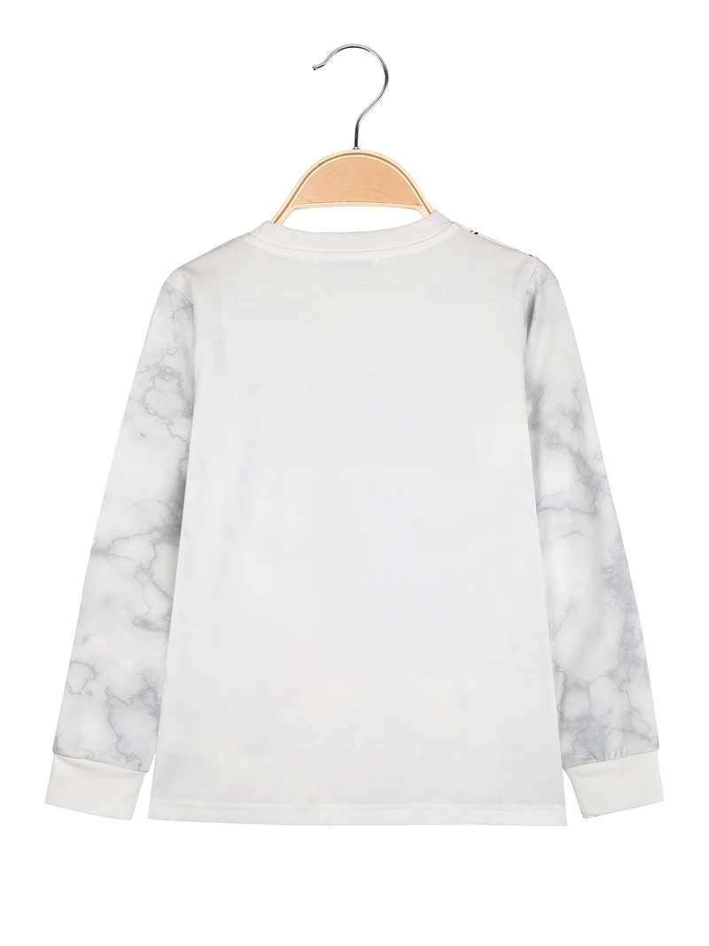 T-shirt da bambino a maniche lunghe con stampa - bianco
