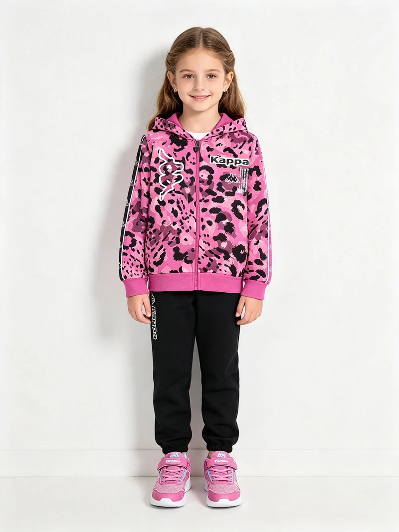 Completo tuta da ragazza 2 pezzi full zip con cappuccio e interno felpato - fucsia