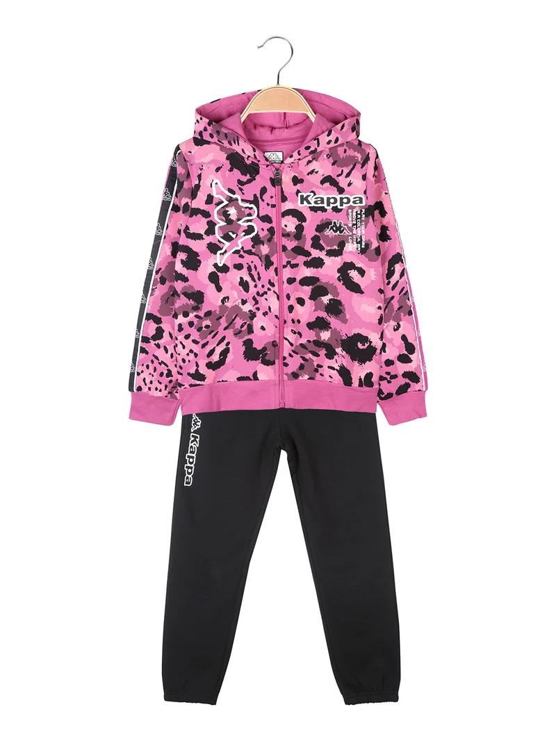 Completo tuta da ragazza 2 pezzi full zip con cappuccio e interno felpato - fucsia