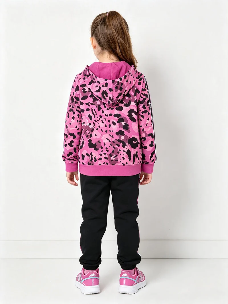 Completo tuta da ragazza 2 pezzi full zip con cappuccio e interno felpato - fucsia