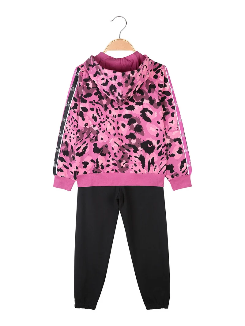 Completo tuta da ragazza 2 pezzi full zip con cappuccio e interno felpato - fucsia