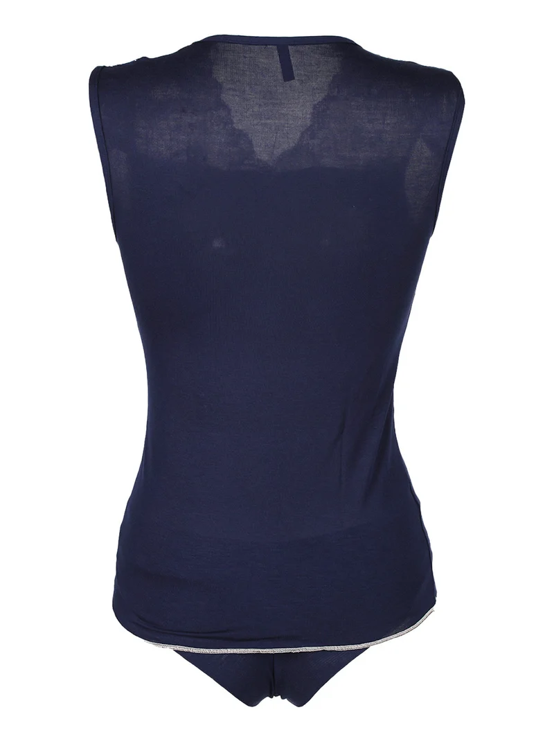 Coordinato donna top + panty con pizzo - blu scuro