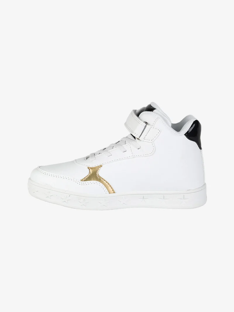 Sneakers alte da ragazza con cinturino a strappo e luci - bianco