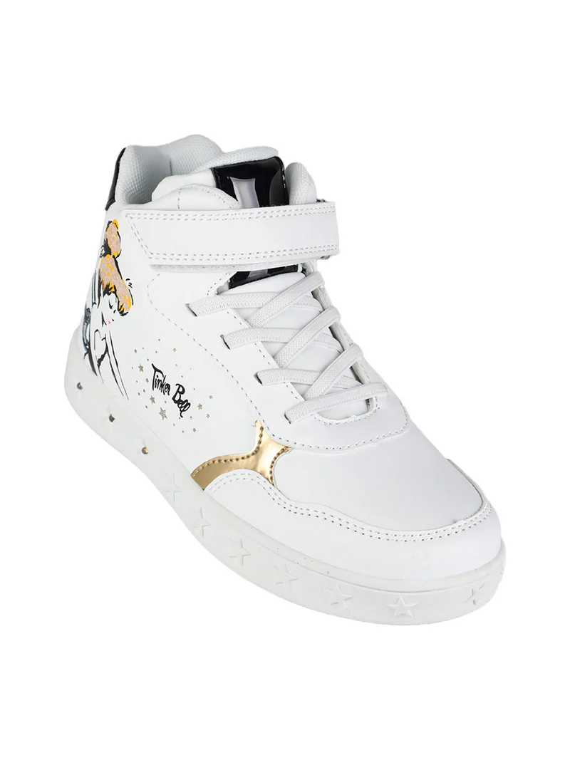 Sneakers alte da ragazza con cinturino a strappo e luci - bianco
