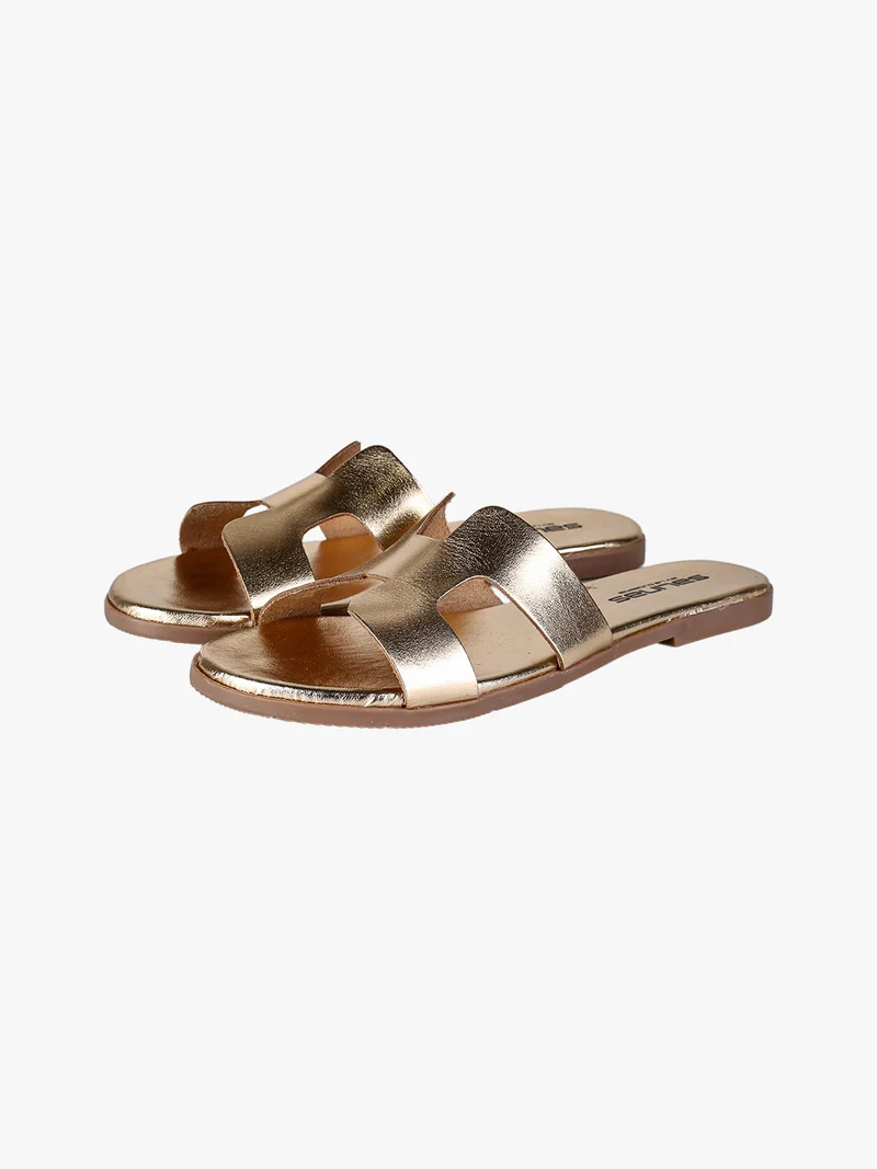 Ciabatte in pelle da donna - oro