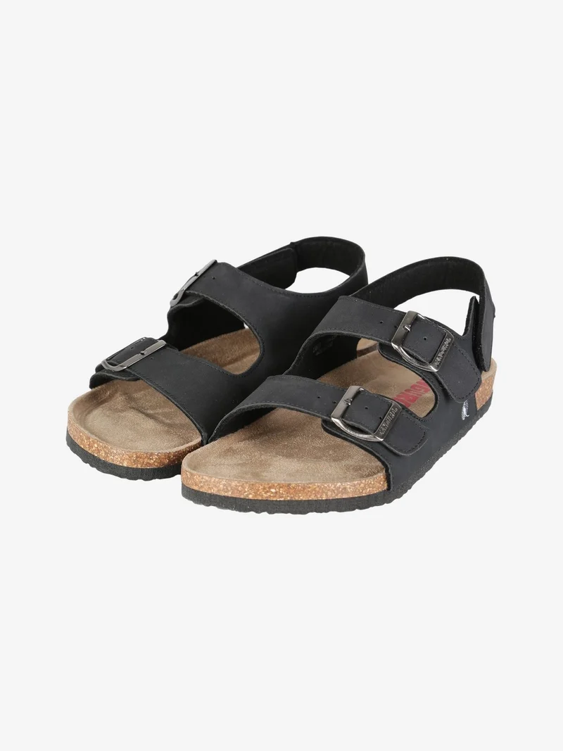 Sandali uomo con fibbie e cinturino a strappo - nero