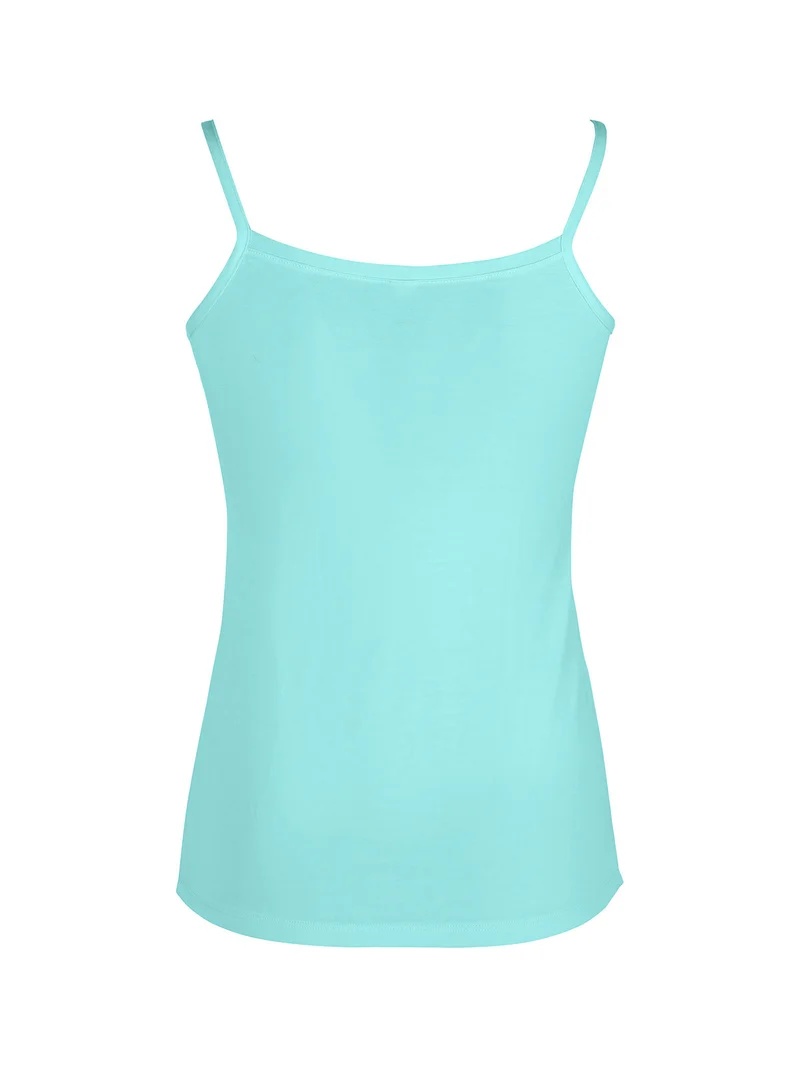 P0717M Top donna in bamboo con spalline sottili - acqua marina
