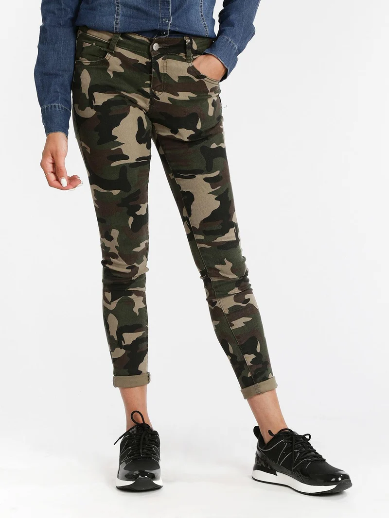 Pantaloni donna militari slim fit - militare