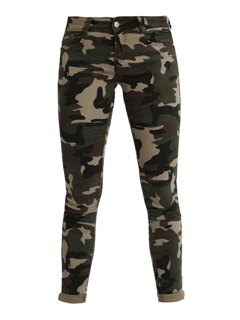 Pantaloni donna militari slim fit - militare