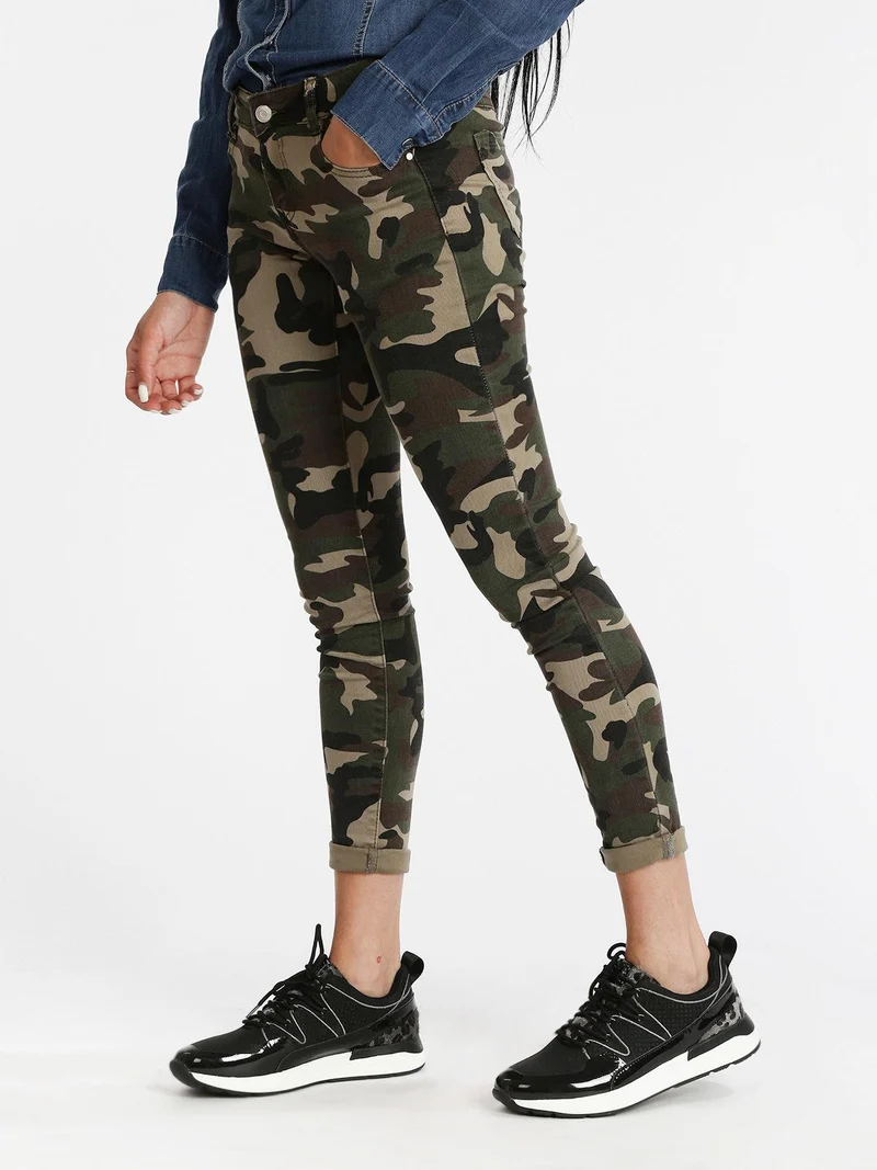 Pantaloni donna militari slim fit - militare