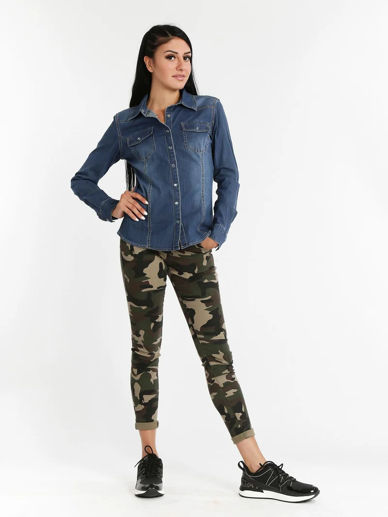 Pantaloni donna militari slim fit - militare
