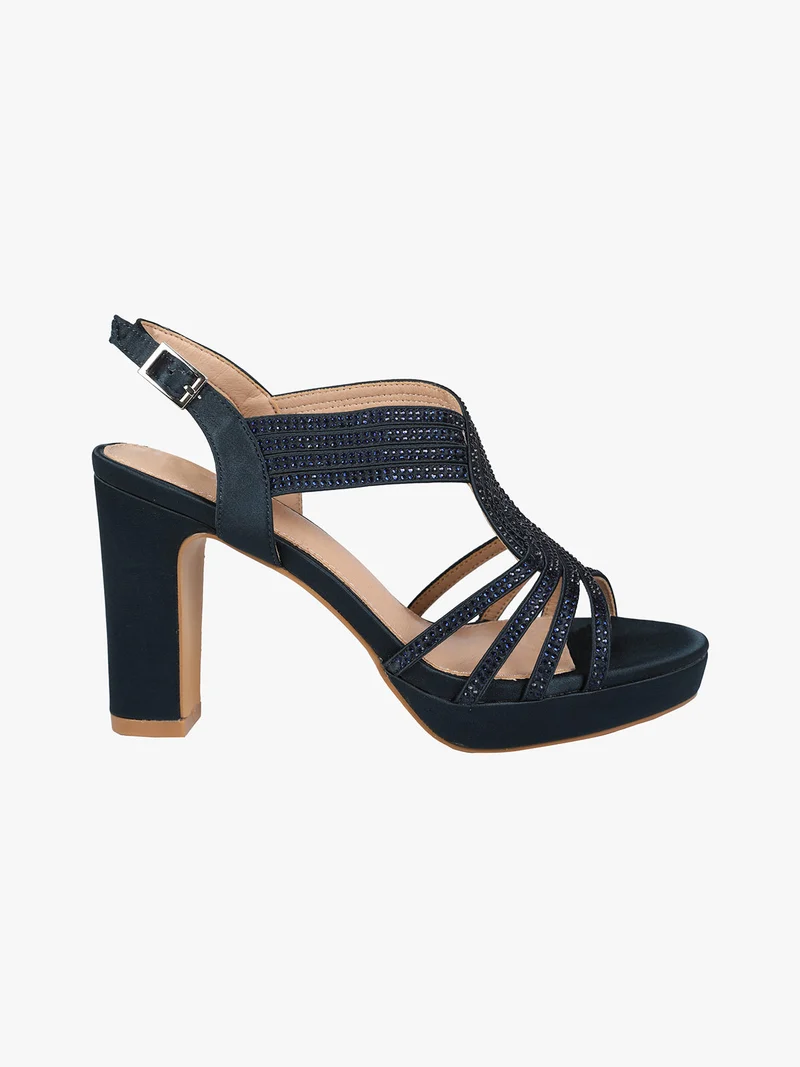 Sandali donna con tacco e plateau - blu scuro