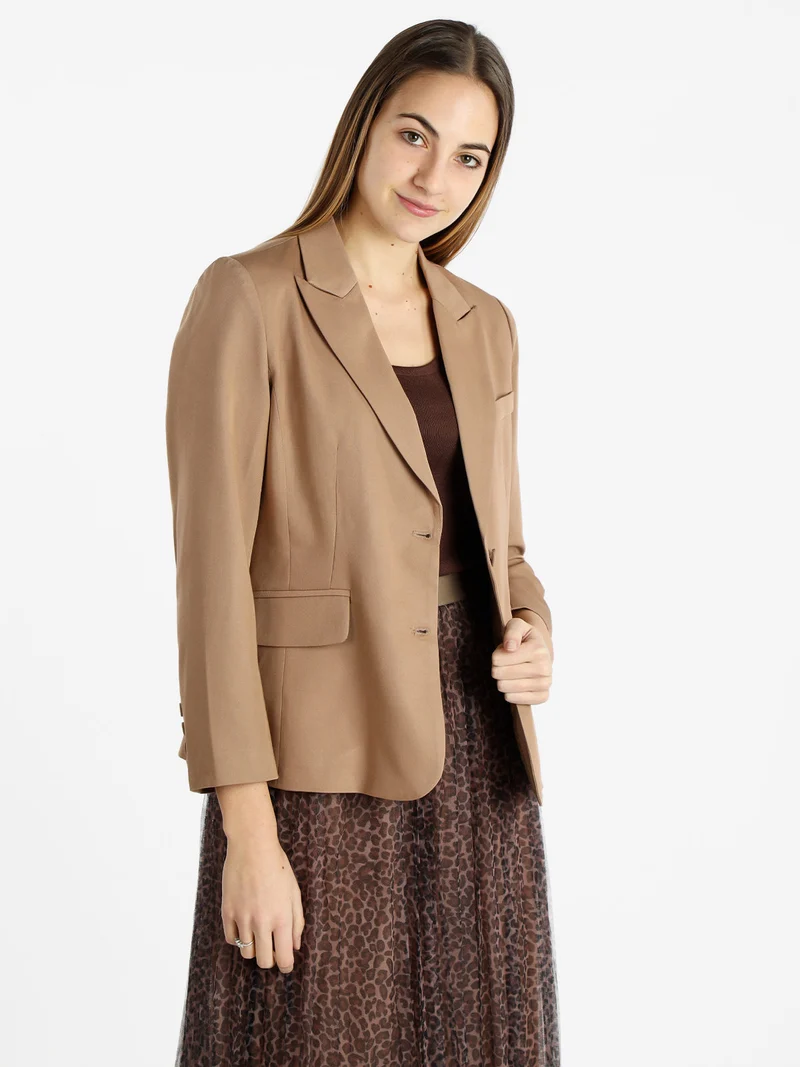 Blazer classico da donna tinta unita - cammello