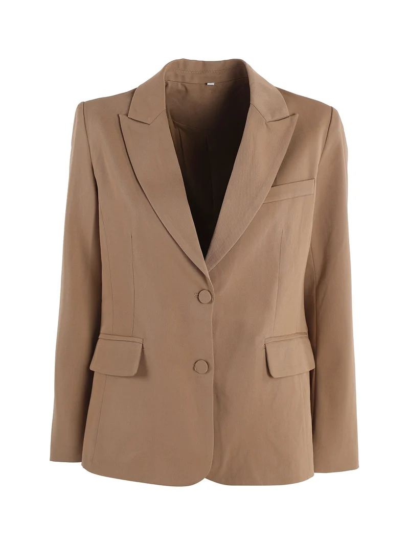 Blazer classico da donna tinta unita - cammello