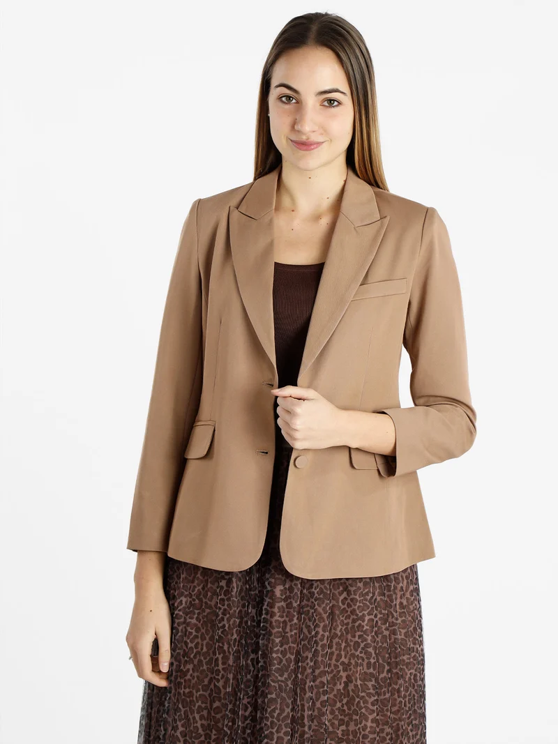 Blazer classico da donna tinta unita - cammello